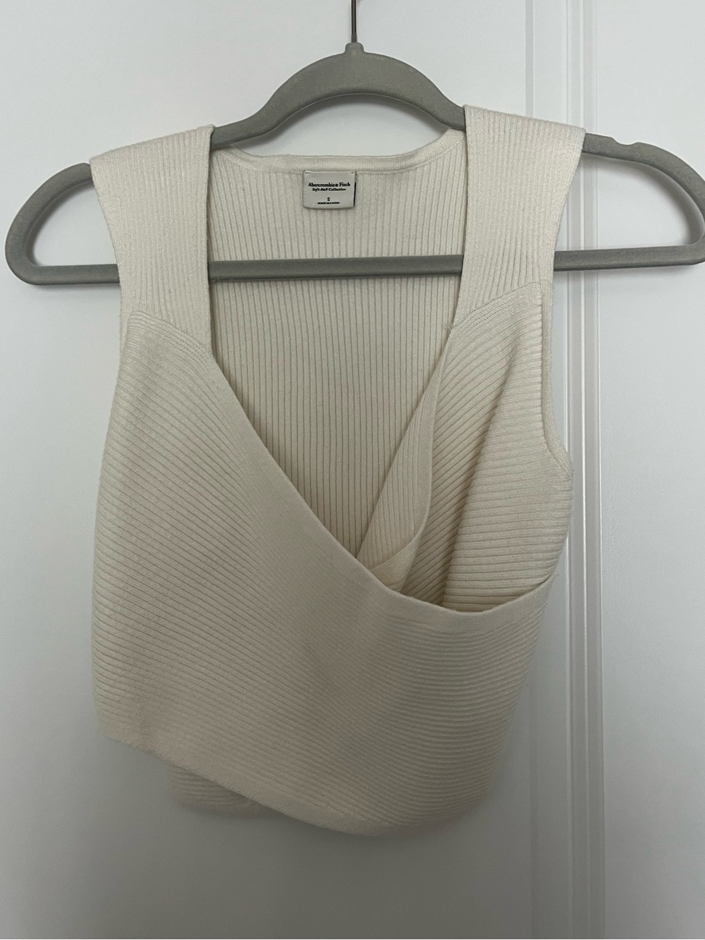 Abercrombie & Fitch Cream White Ribbed Knit Tank Top Size Small